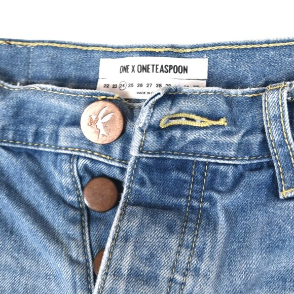 OneTeaspoon Bandits Distressed Denim Shorts Sz 24 Cutoff Grunge Y2K - Picture 3 of 10
